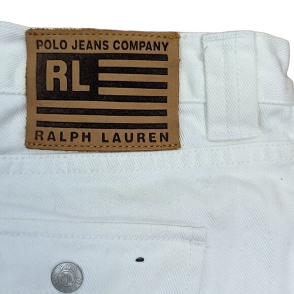 Vintage Ralph Lauren Polo Jeans Company White 100% Cotton Denim Jean Shorts 12